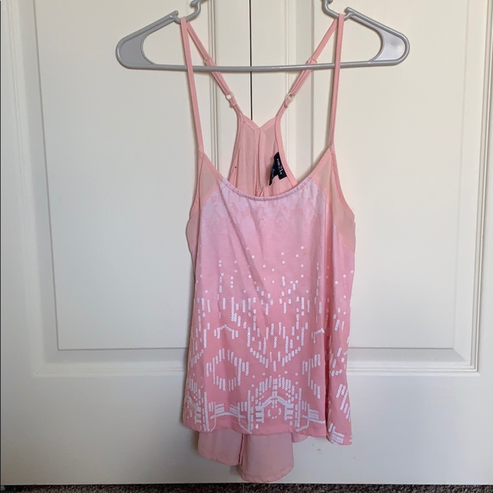 Pink ombré sequin tank top